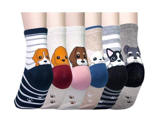 6 pairs Women's Cute Art Cartoon Colorful Casual Crew Catton Socks #76111