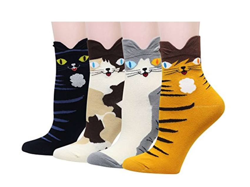 4 pairs Women's Cute Art Cartoon Colorful Casual Crew Catton Socks #76112