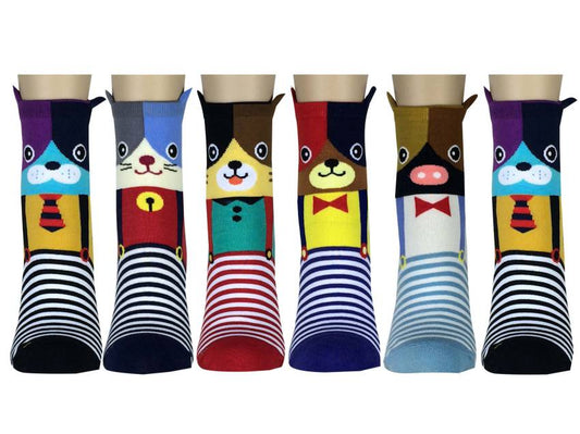 6 pairs Women's Cute Art Cartoon Colorful Casual Crew Catton Socks #76124