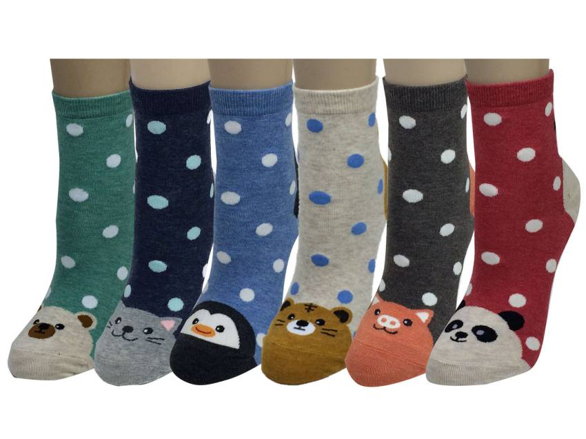 6 pairs Women's Cute Art Cartoon Colorful Casual Crew Catton Socks #76139