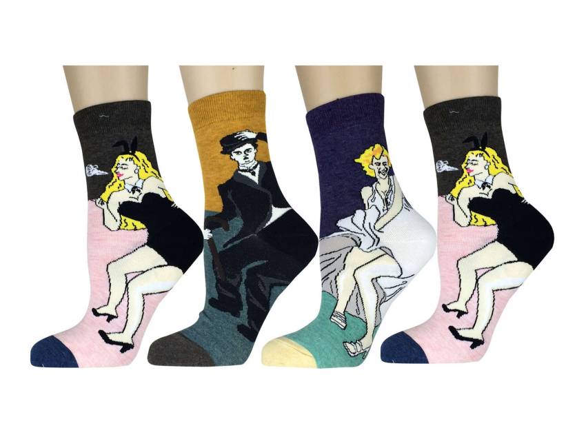 4 pairs Women's Cute Art Cartoon Colorful Casual Crew Catton Socks #76142B