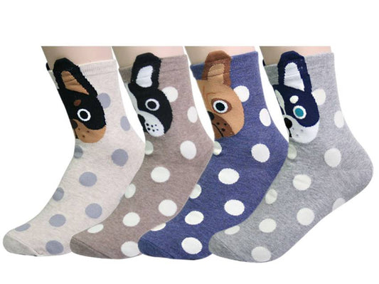 4 pairs Women's Cute Art Cartoon Colorful Casual Crew Catton Socks #76143