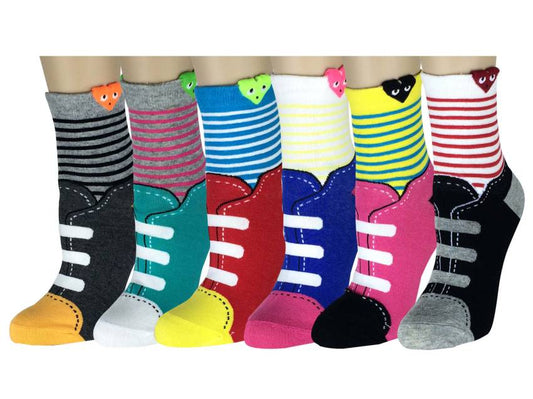 6 pairs Women's Cute Art Cartoon Colorful Casual Crew Catton Socks #76157