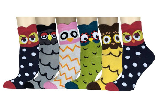 6 pairs Women's Cute Art Cartoon Colorful Casual Crew Catton Socks #76159