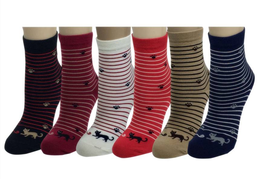 6 pairs Women's Cute Art Cartoon Colorful Casual Crew Catton Socks #76165