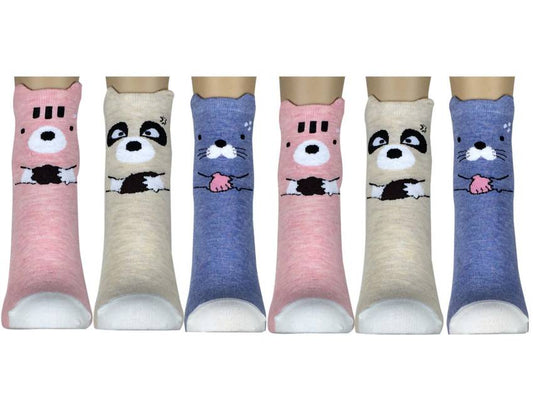 6 pairs Women's Cute Art Cartoon Colorful Casual Crew Catton Socks #76170