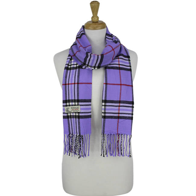 Plaid Cashmere Feel Scarf -Purple CM07-8