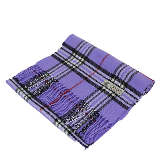 Plaid Cashmere Feel Scarf -Purple CM07-8