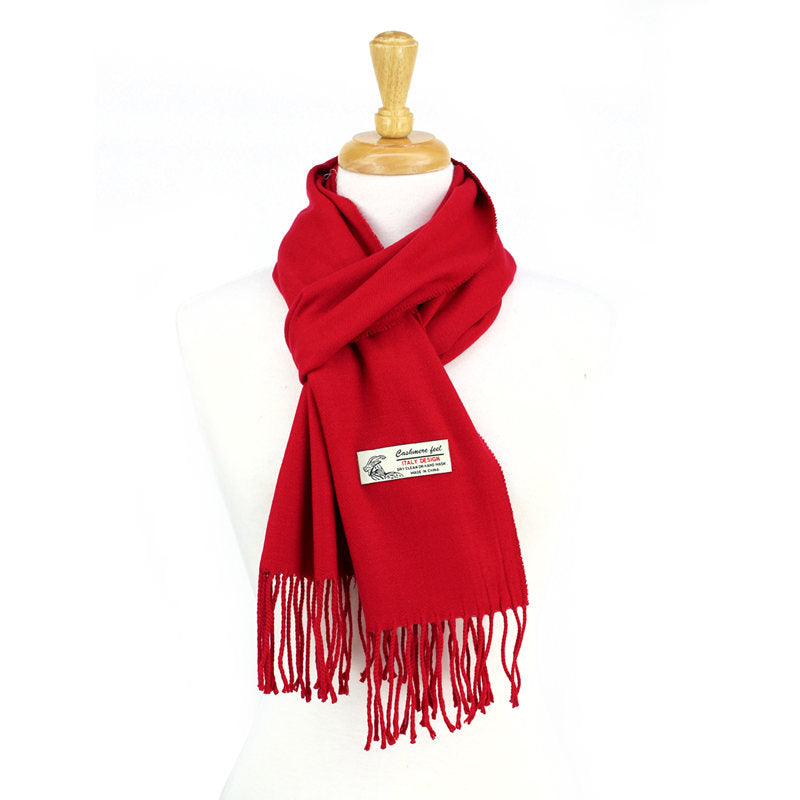 Solid Color Cashmere Feel Scarf -Red CM19-4