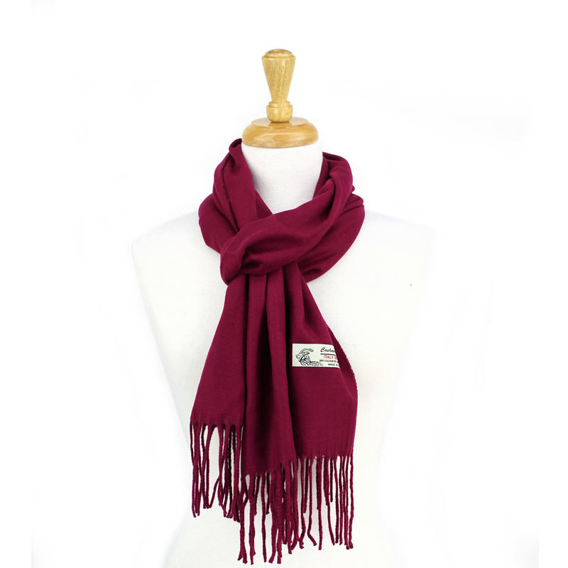 Solid Color Cashmere Feel Scarf -Burgundy CM19-24