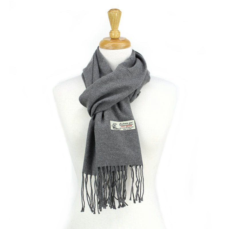 Solid Color Cashmere Feel Scarf -Grey CM19-27