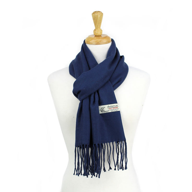 Solid Color Cashmere Feel Scarf -Navy CM19-2