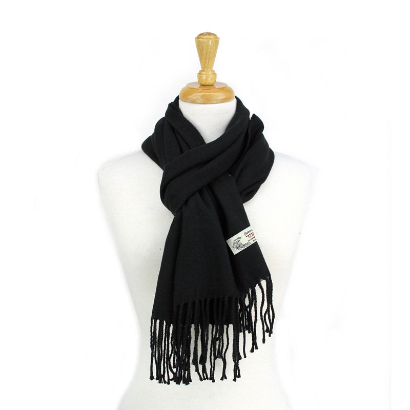 Solid Color Cashmere Feel Scarf -Black CM19-5