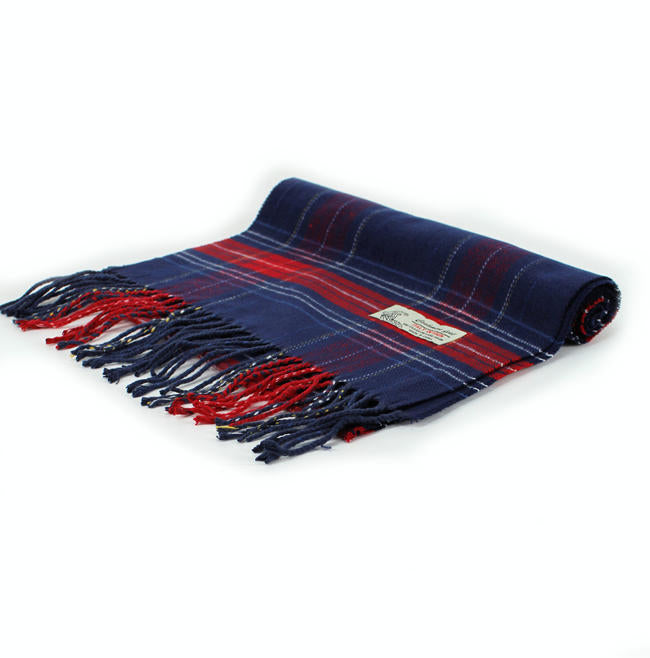 Plaid Cashmere Feel Scarf -Navy CM28-6