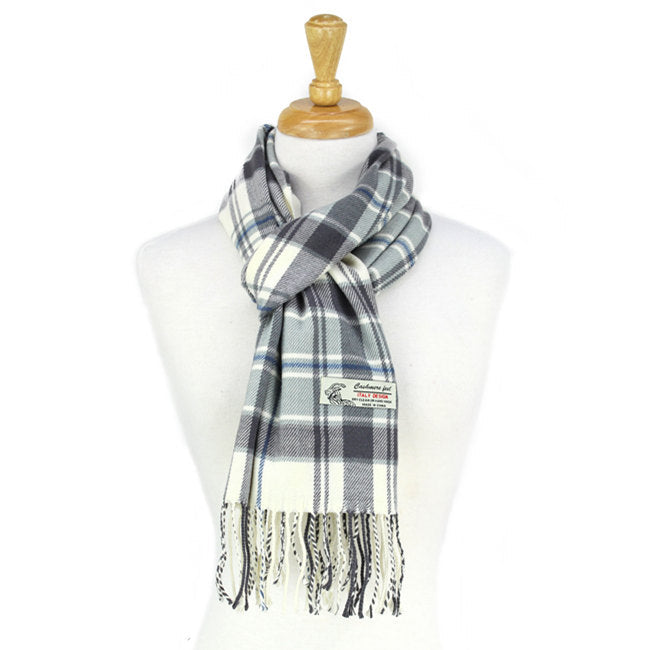 Plaid Cashmere Feel Scarf -Grey CM10-4