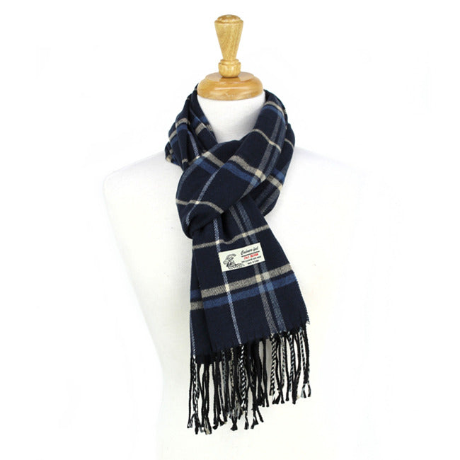 Plaid Cashmere Feel Scarf -Blue CM17-1