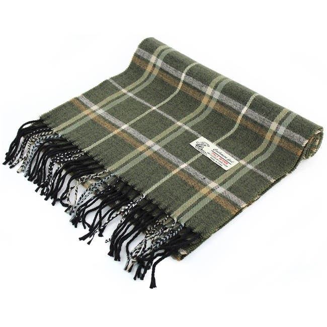 Plaid Cashmere Feel Scarf -Olive CM17-2