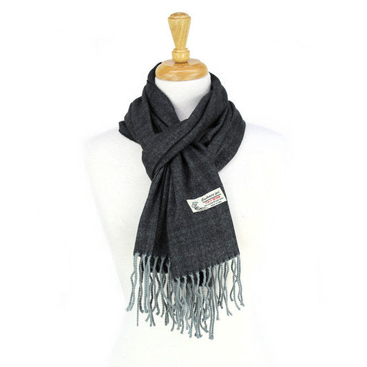 Herringbone Cashmere Feel Scarf -Dark Grey CM04-4