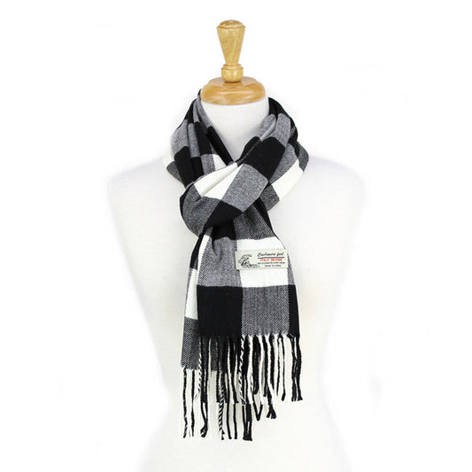 Checkers Cashmere Feel Scarf -Black/white CM12-4