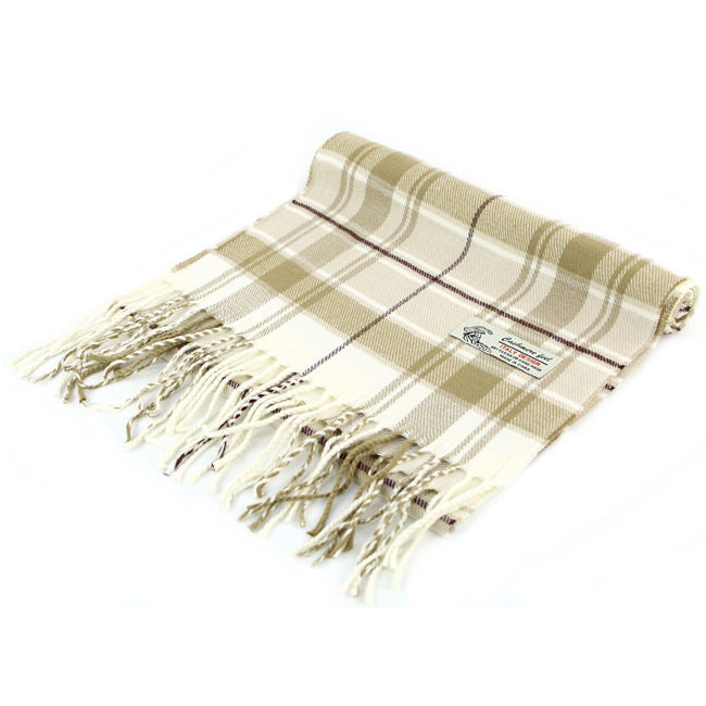 Plaid Cashmere Feel Scarf -Beige CM10-3