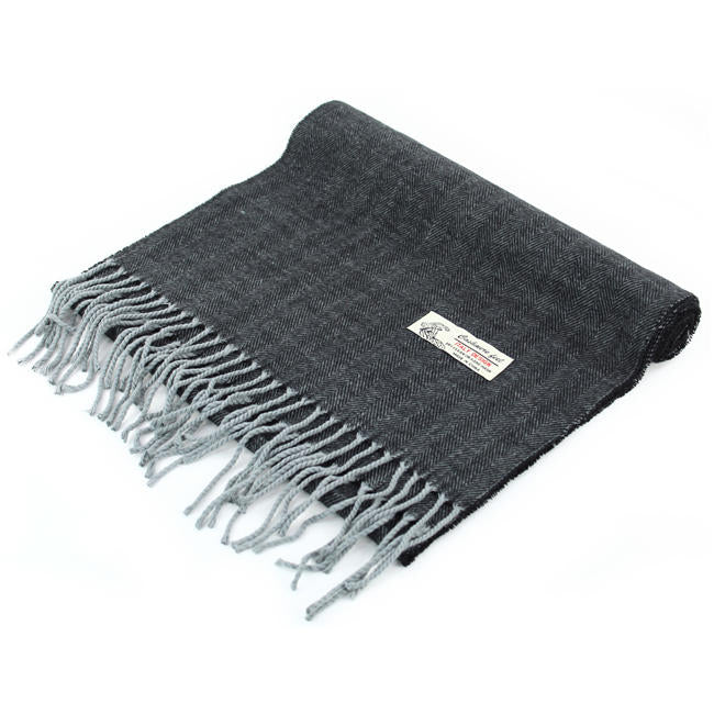 Herringbone Cashmere Feel Scarf -Dark Grey CM04-4