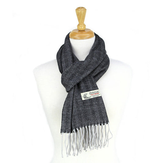 Herringbone Cashmere Feel Scarf -Grey CM04-8