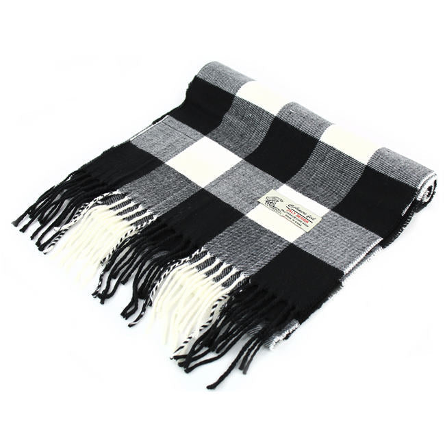 Black/white Stripes Plaid Cashmere Feel Scarf -CM16-5