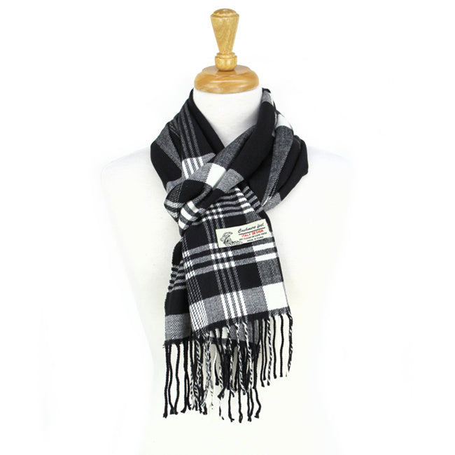 Black/white Stripes Plaid Cashmere Feel Scarf -CM16-5