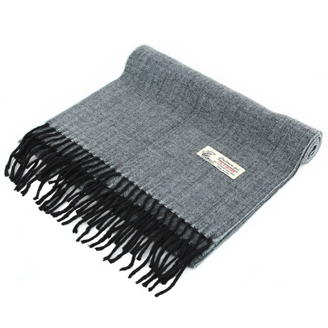 Herringbone Cashmere Feel Scarf -Mid Grey CM04-5