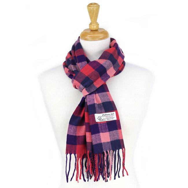 Small Checkers Cashmere Feel Scarf -Multi Pink CM03-1