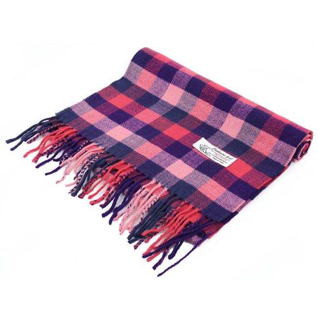 Small Checkers Cashmere Feel Scarf -Multi Pink CM03-1