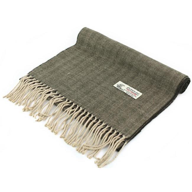 Herringbone Cashmere Feel Scarf -Light Brown CM04-3