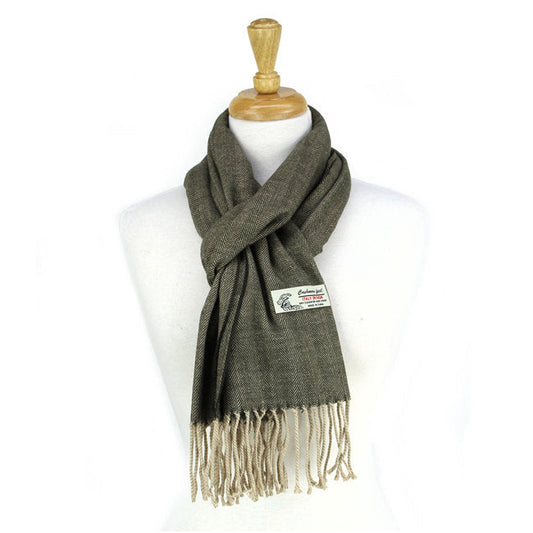 Herringbone Cashmere Feel Scarf -Light Brown CM04-3