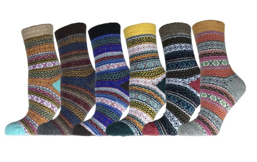 6 Pairs Women's Socks Size 6-9 Wool Blend Warm Winter Crew Women Socks #151