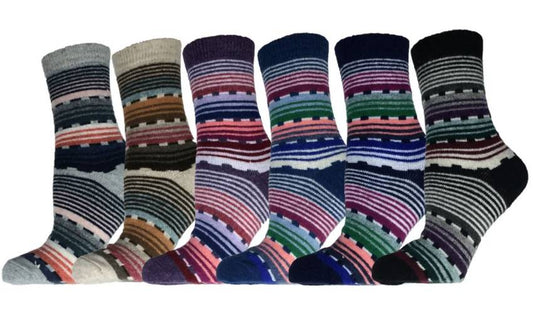 6 Pairs Women's Socks Size 6-9 Wool Blend Warm Winter Crew Women Socks #3026