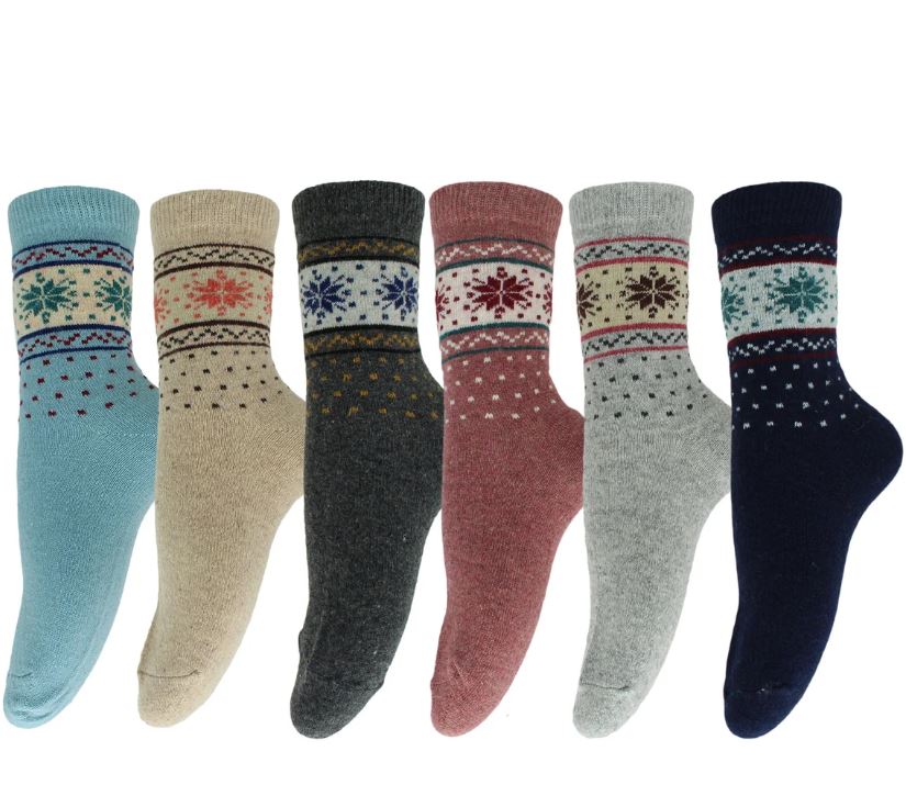 6 Pairs Women's Socks Size 6-9 Wool Blend Warm Winter Crew Women Socks #3371