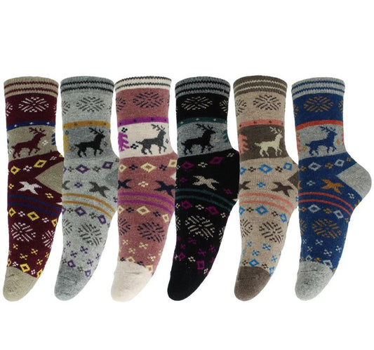 6 Pairs Women's Socks Size 6-9 Wool Blend Warm Winter Crew Women Socks #3322