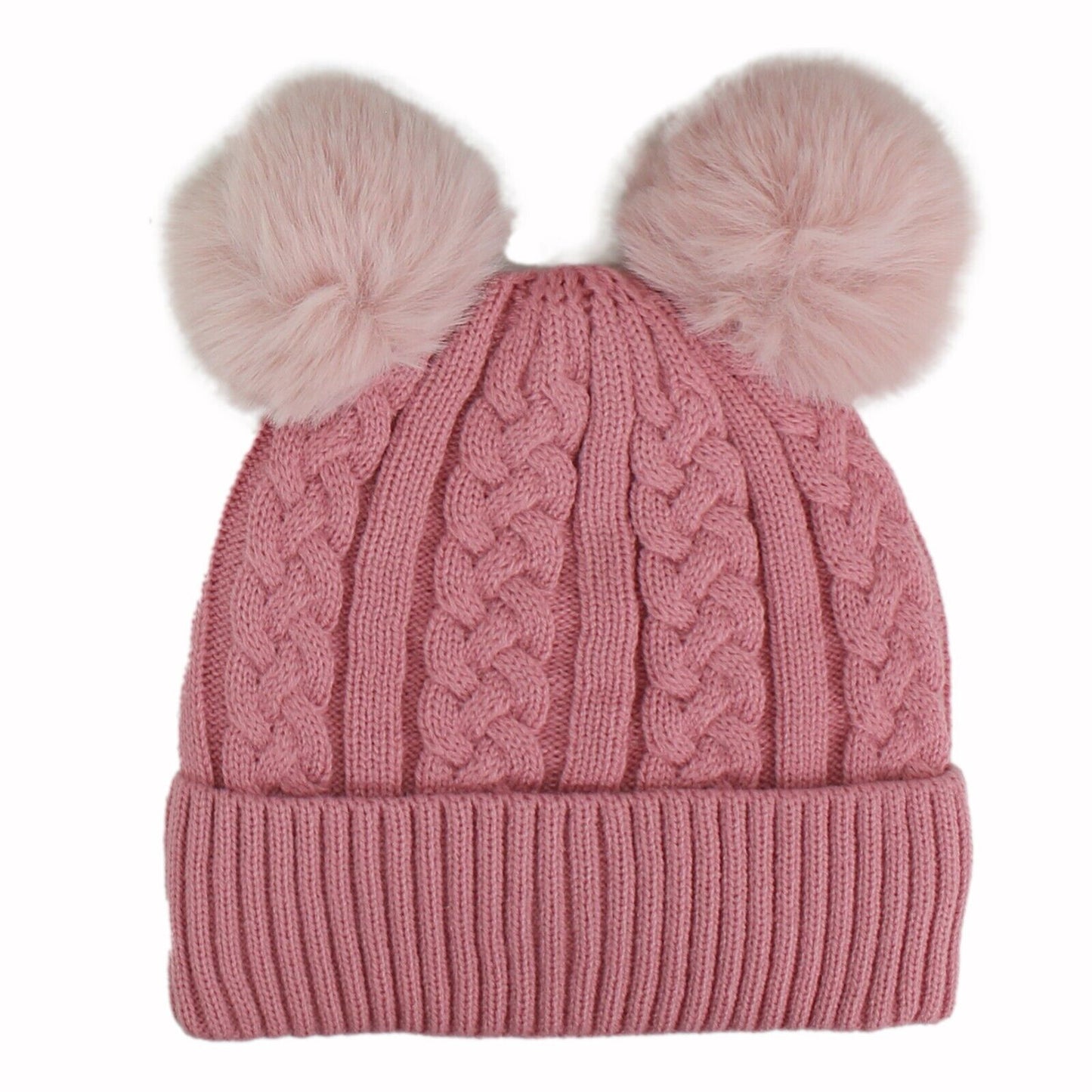 Women Beanies with Double PomPom, Winter Hats, Cold Weather Warm Knit 3742